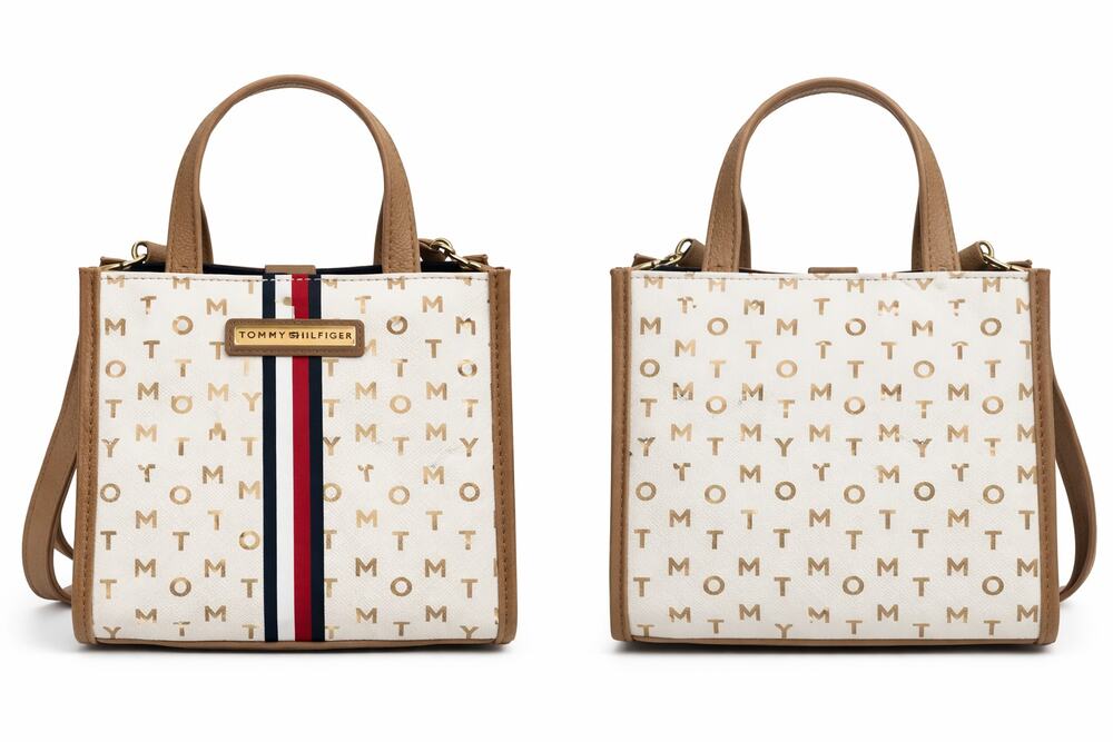 Tommy Hilfiger Monogram Mini Tote Crossbody Bag Tan NWT 699622 100 DHE